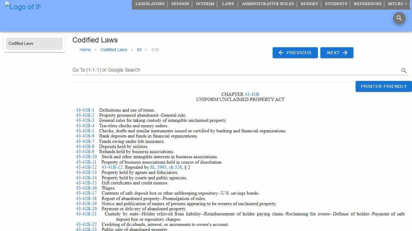 Codified Law 43-41B South Dakota Legislature